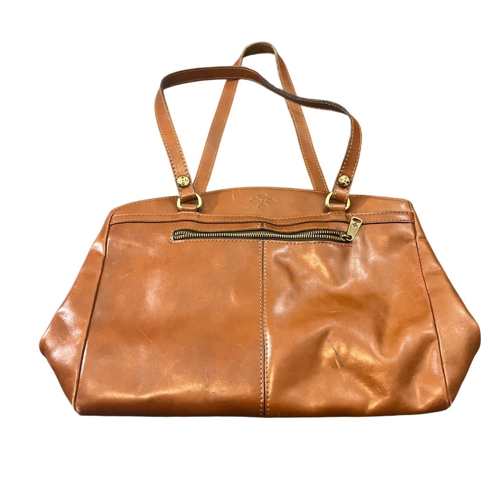 Patricia Nash Tote Bag Womens‎ Medium Brown Leather Zipper Pocket Brass Hardware